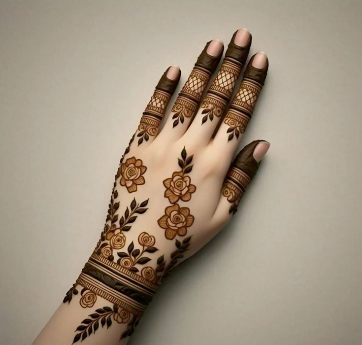 Arabic Style Minimal Motifs Front Half Hand mehndi design