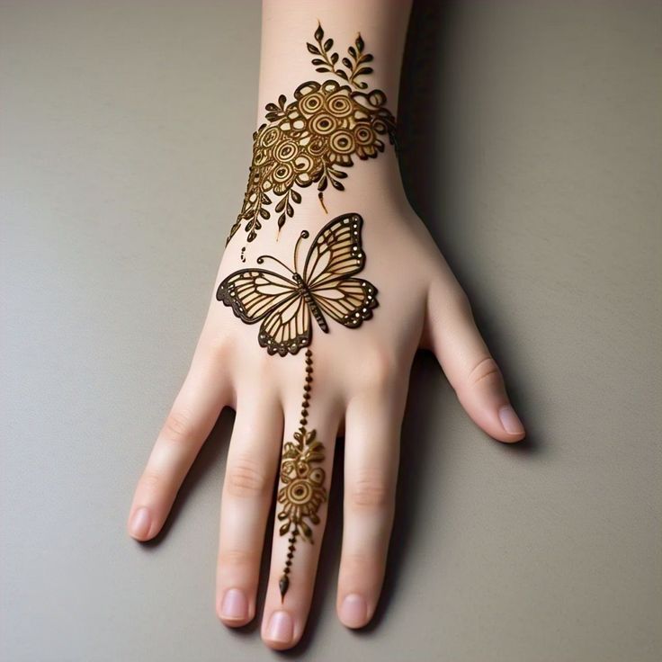 Butterfly with Sparkle Dots Mehndi Design