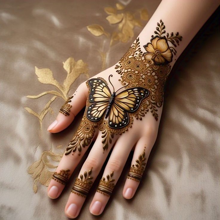 Butterfly with Sparkle Dots Mehndi Design