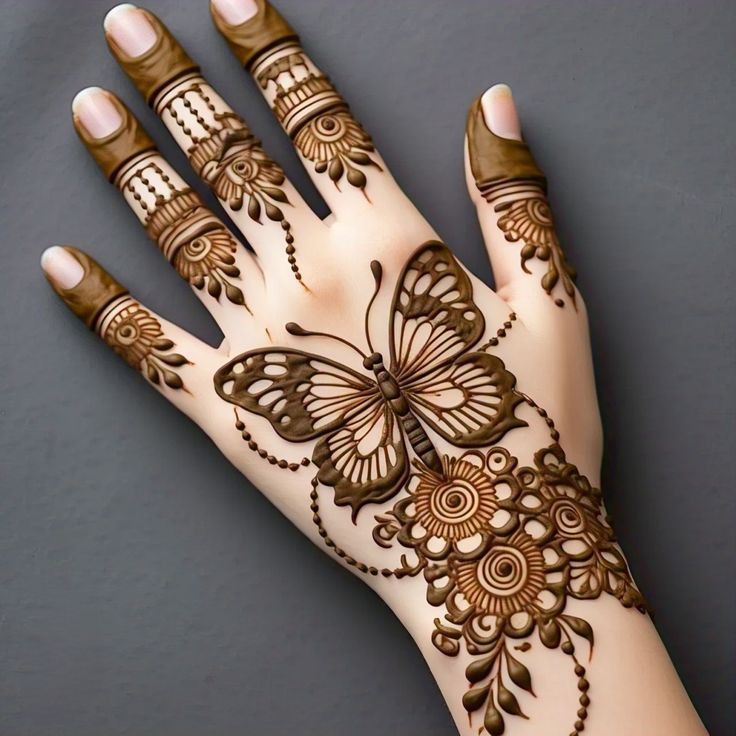 Butterfly with Sparkle Dots Mehndi Design