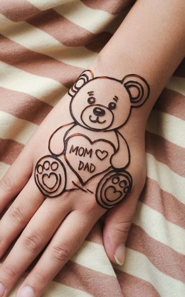 Cartoon Character Faces Mehndi Design