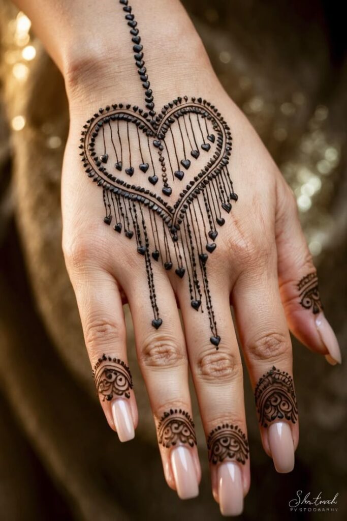 Cute Heart-Centered Design Mehndi Design