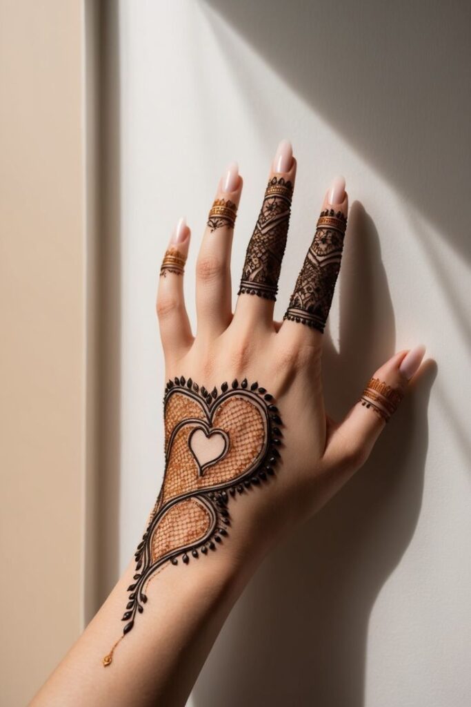 Cute Heart-Centered Design Mehndi Design