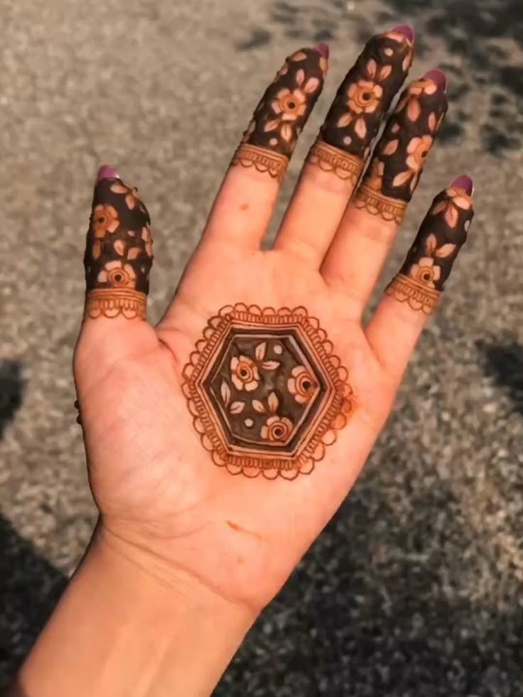 Geometric Fusion Mehndi Front Half Hand design