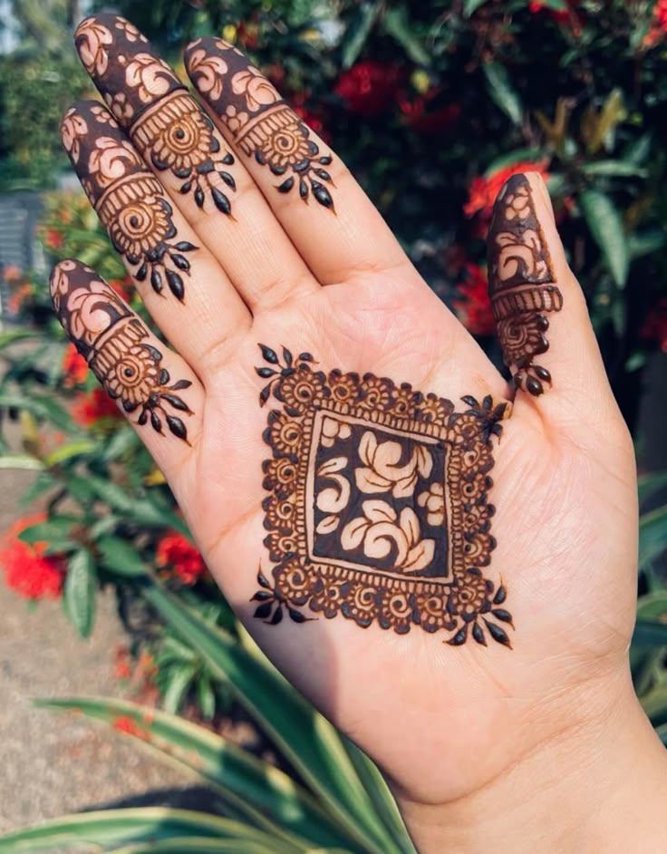 Geometric Fusion Mehndi Front Half Hand design