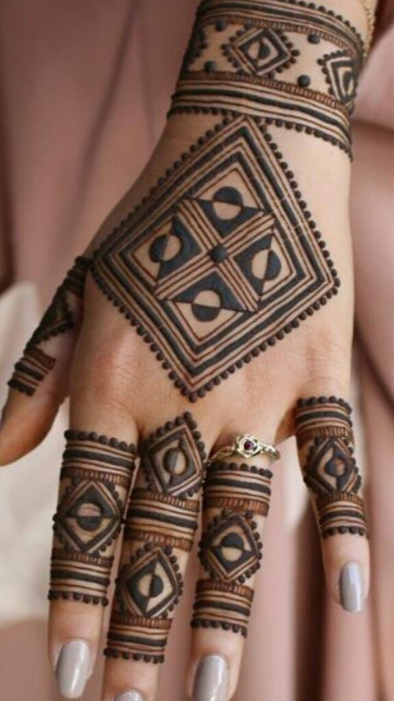 Geometric Shapes and Lines Mehndi Design