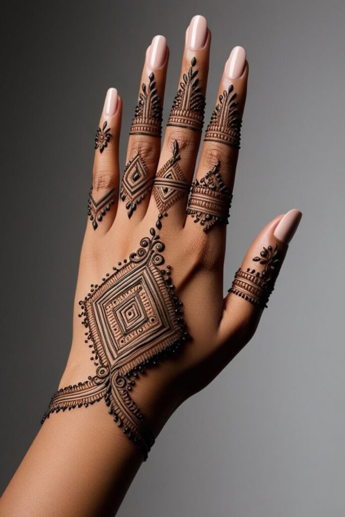 Geometric Shapes and Lines Mehndi Design