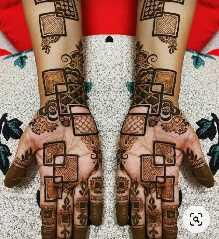 Grid and Bracelet Styles Mehndi Design