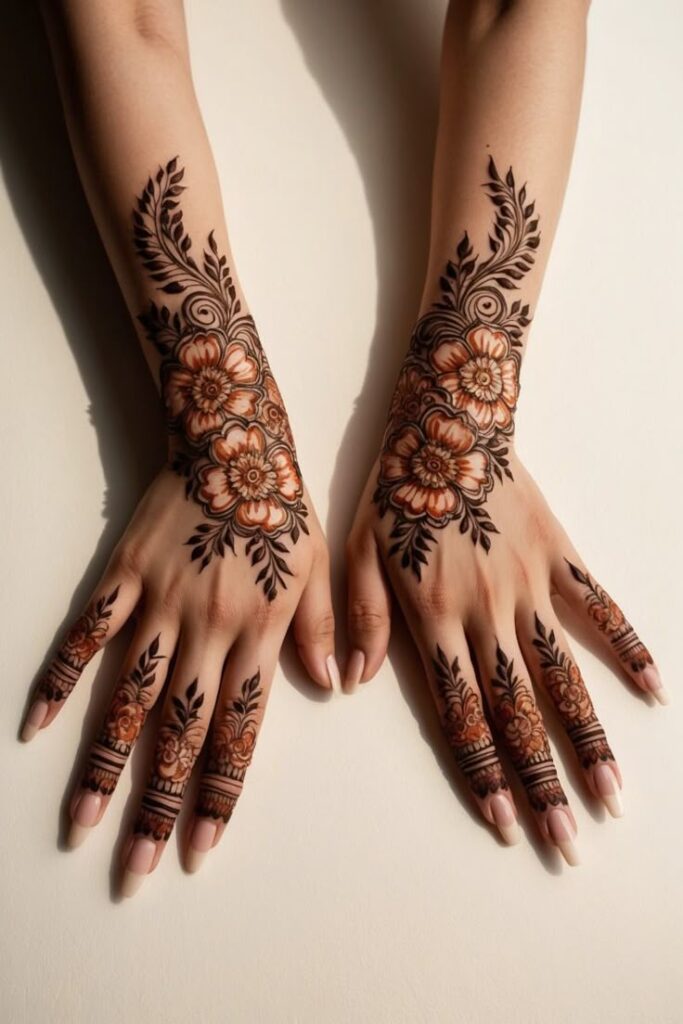 Intricate Bridal Floral Mehndi