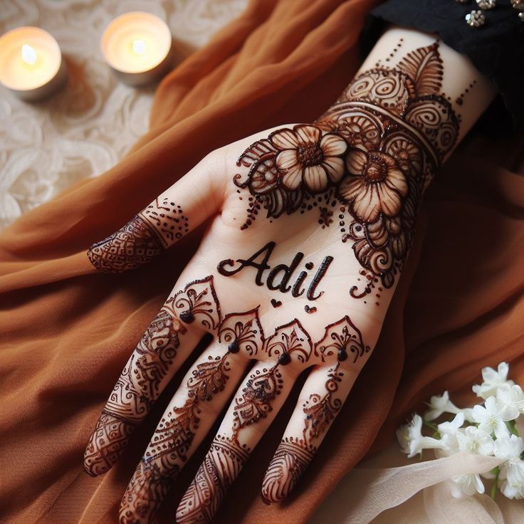 Name or Initial Embellishments mehndi design